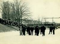 De vijfde Elfstedentocht bij de Oldehove in Leeuwarden, 1933